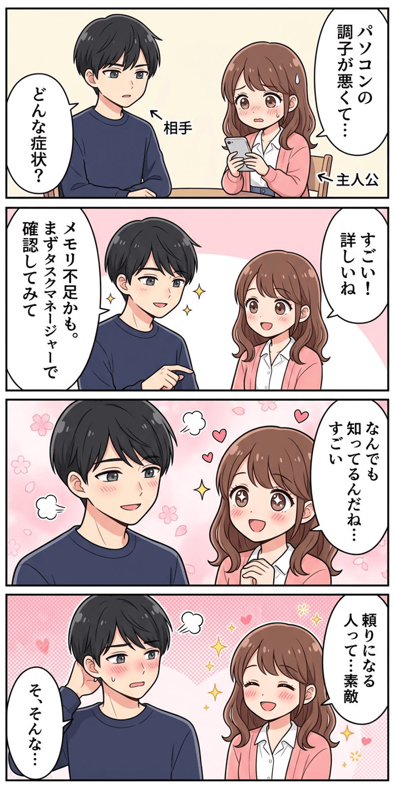 権威の原理を恋愛シーンで解説する4コマまんが