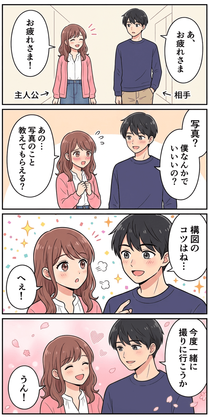 ベンジャミン・フランクリン効果を恋愛シーンで解説する4コマまんが