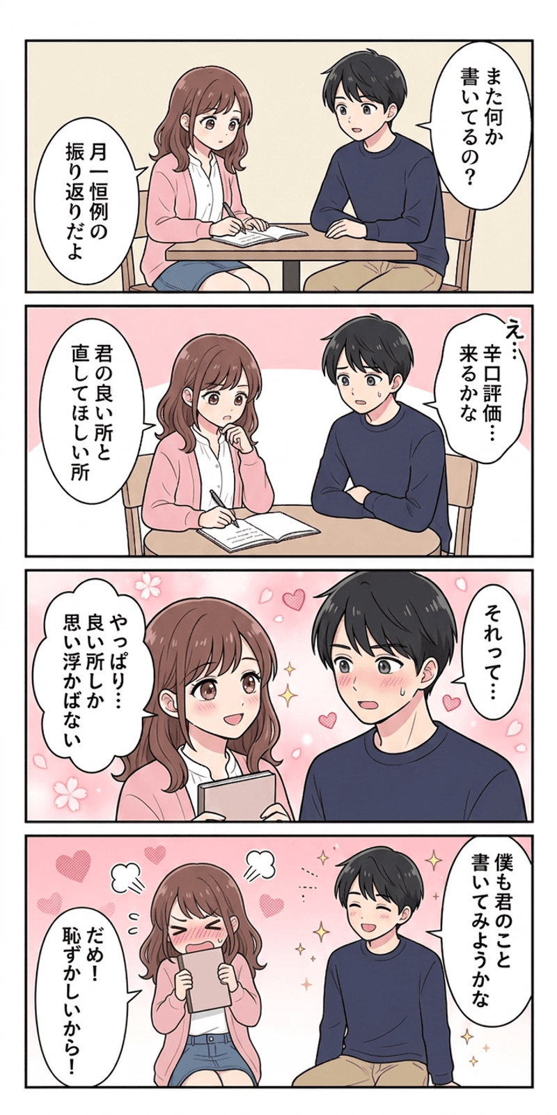 確証バイアスを恋愛シーンで解説する4コマまんが