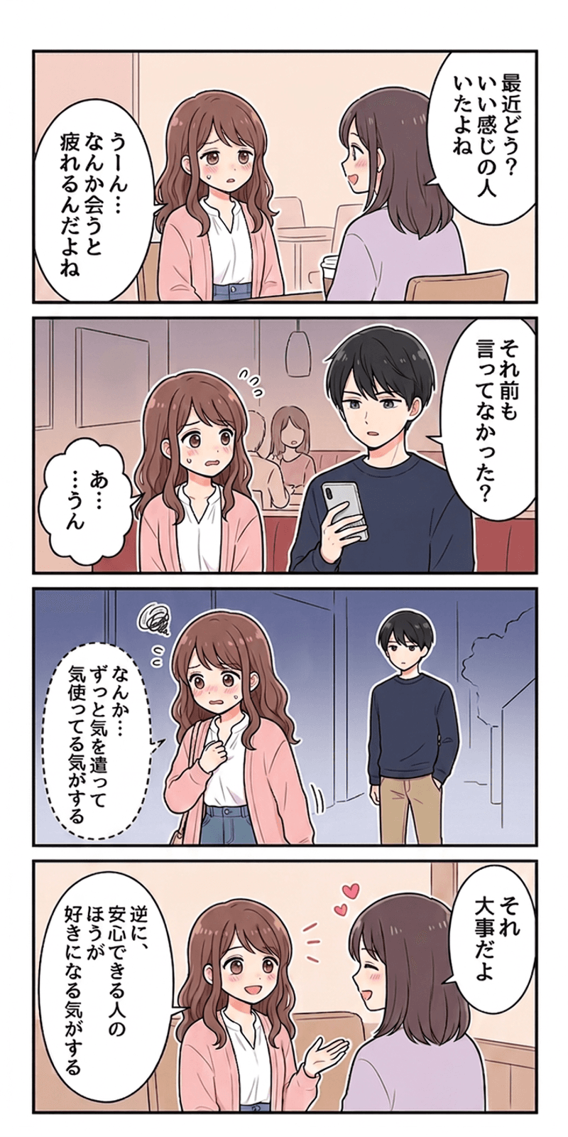 コルチゾールとストレス反応を恋愛シーンで解説する4コマまんが