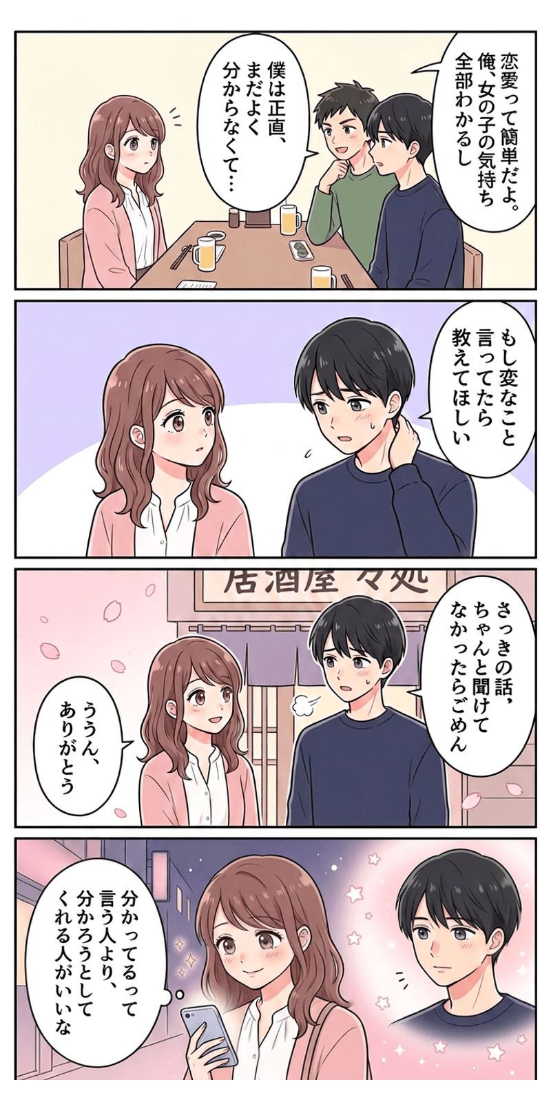 ダニング=クルーガー効果を恋愛シーンで解説する4コマまんが