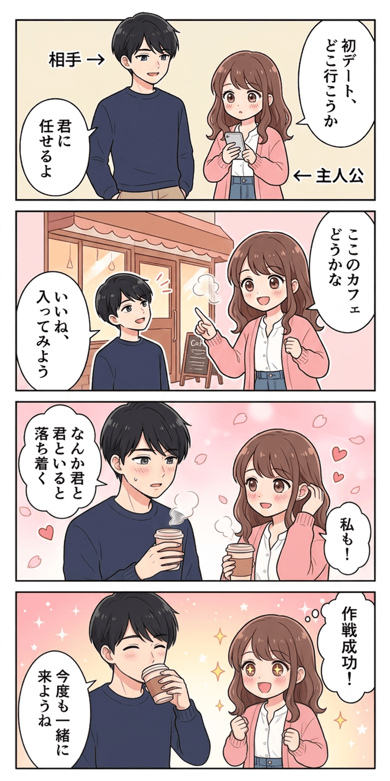 身体化認知を恋愛シーンで解説する4コマまんが