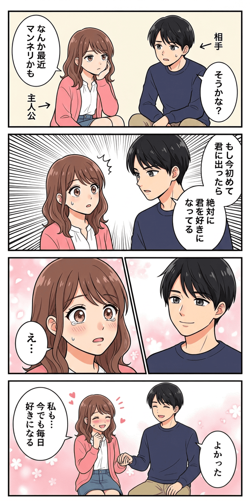 保有効果を恋愛シーンで解説する4コマまんが