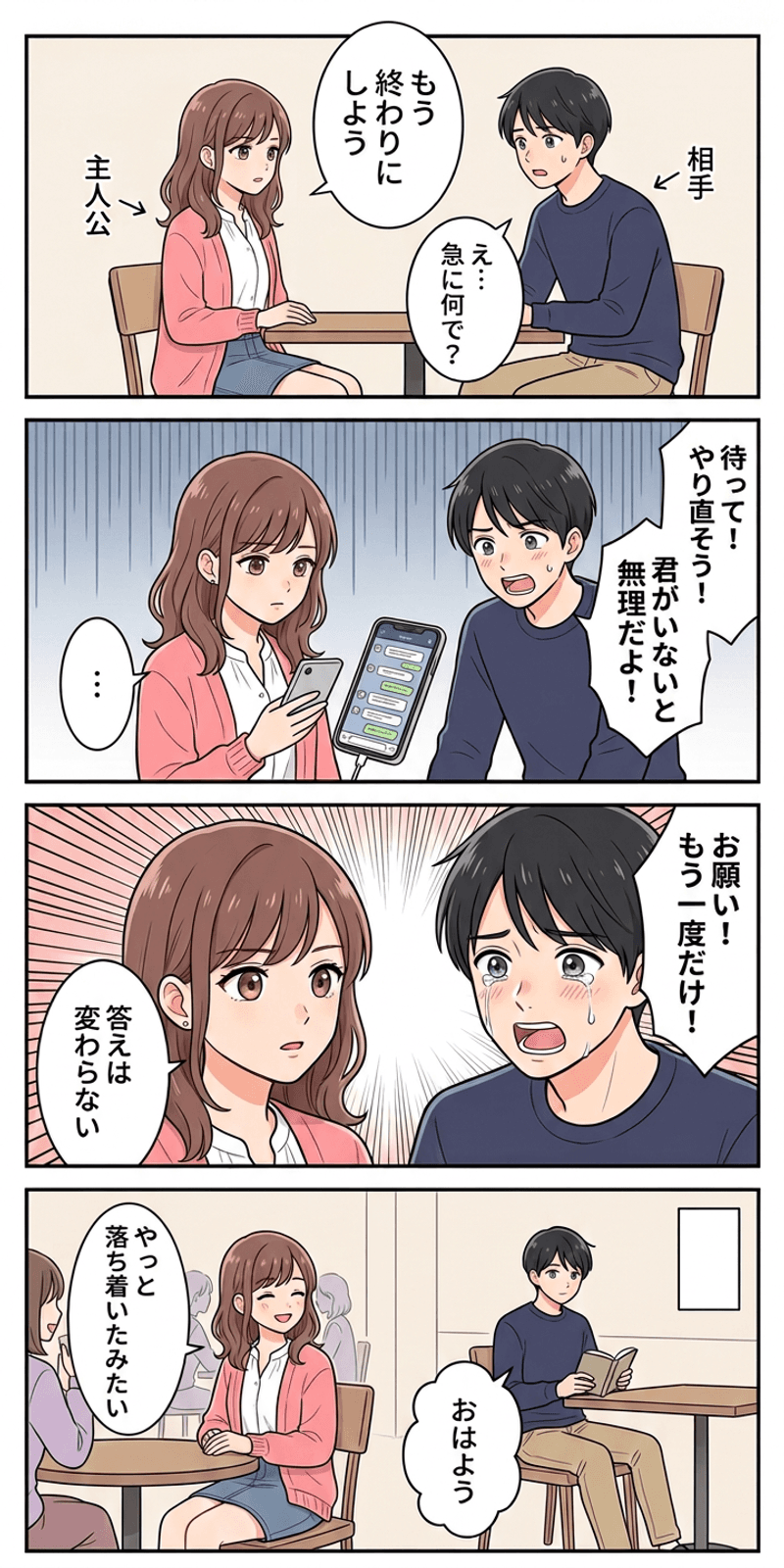 消去バーストを恋愛シーンで解説する4コマまんが