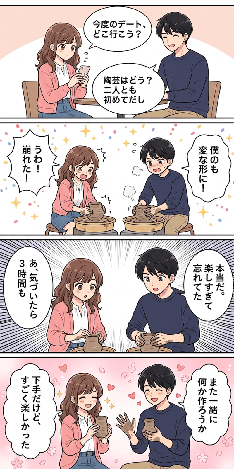 フロー状態を恋愛シーンで解説する4コマまんが