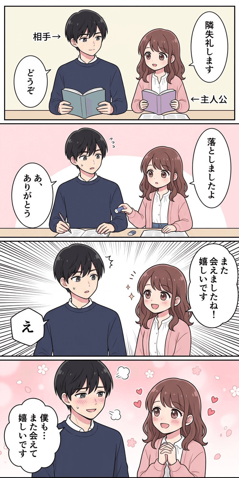 好意のゲイン・ロス理論を恋愛シーンで解説する4コマまんが