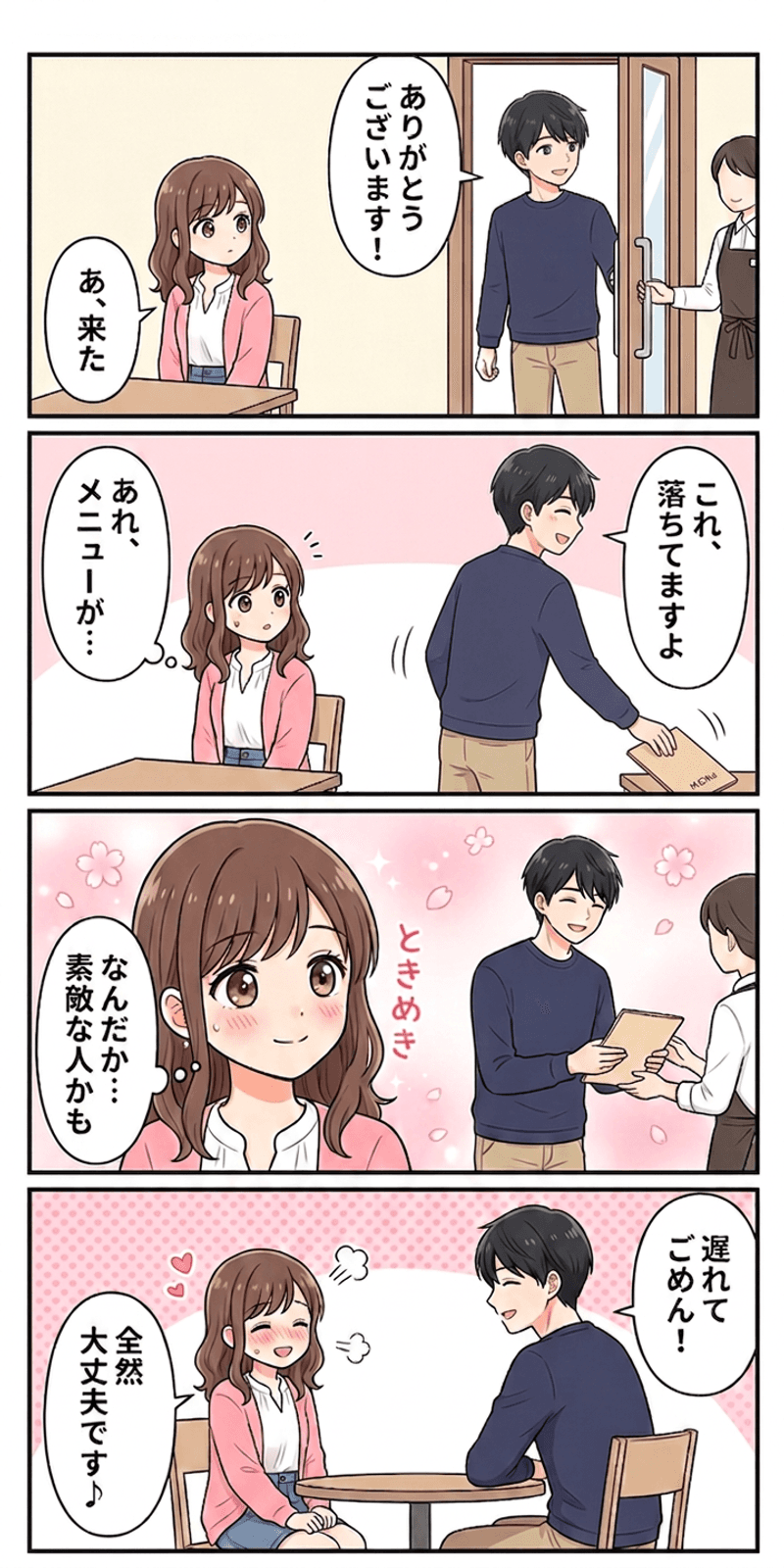 ハロー効果を恋愛シーンで解説する4コマまんが