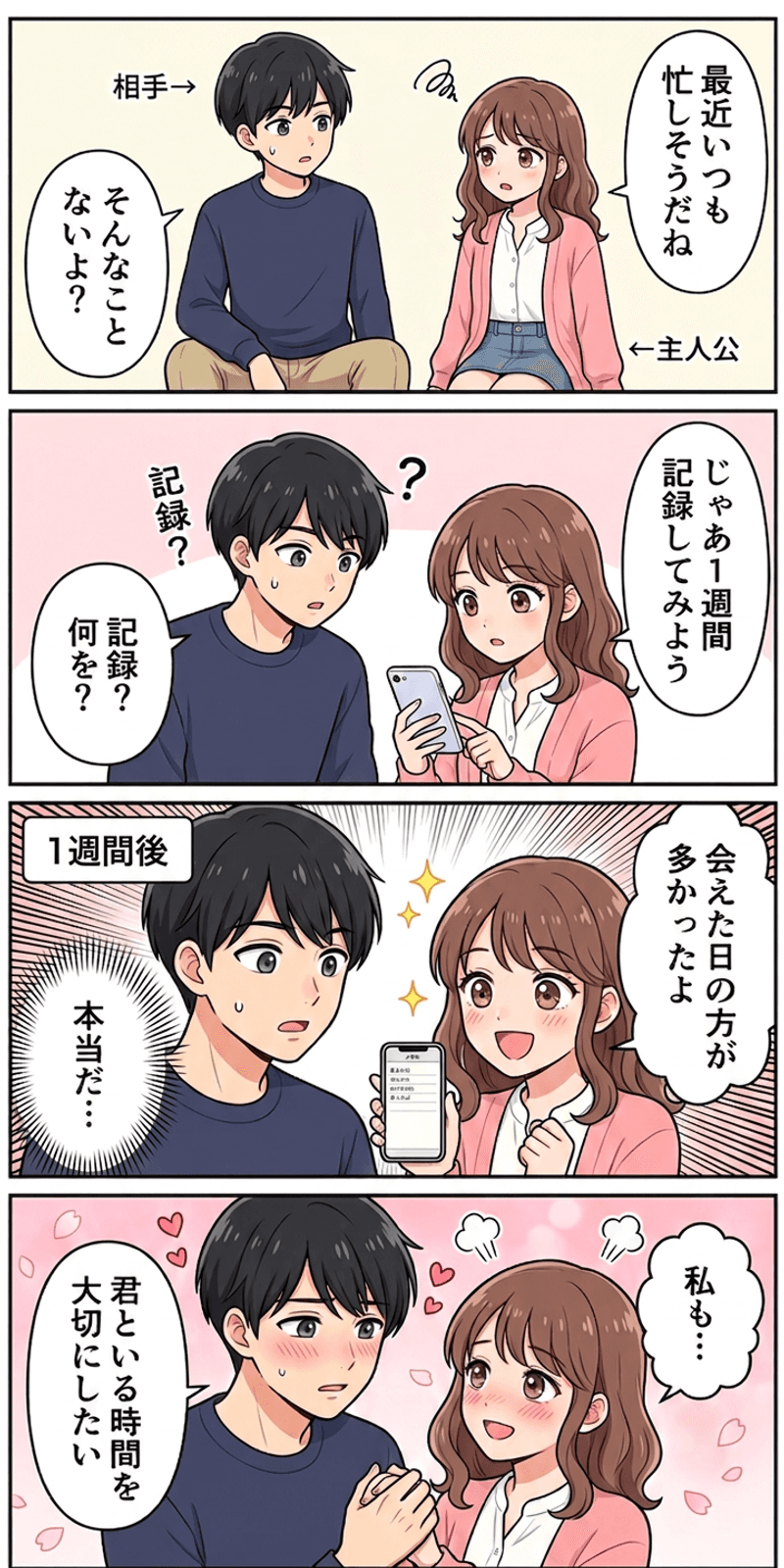 錯誤相関を恋愛シーンで解説する4コマまんが