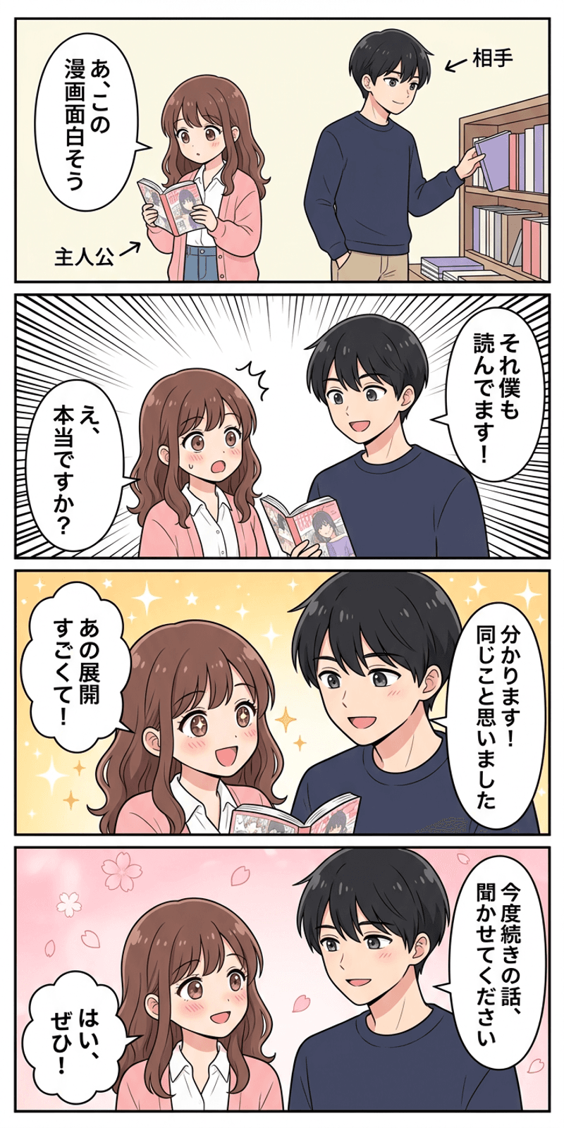 内集団バイアスを恋愛シーンで解説する4コマまんが