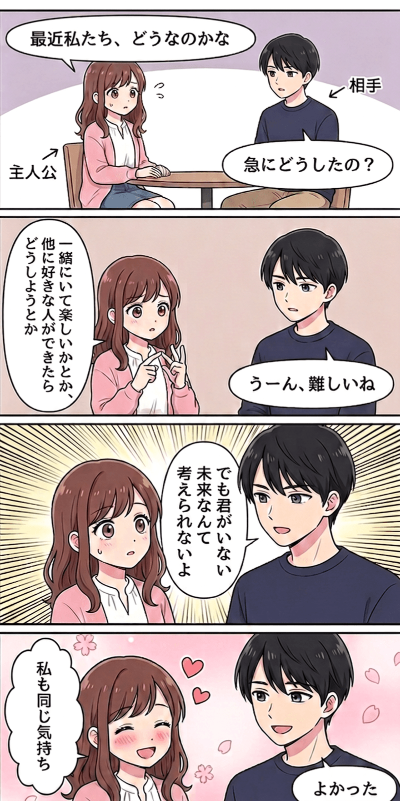 投資モデルを恋愛シーンで解説する4コマまんが