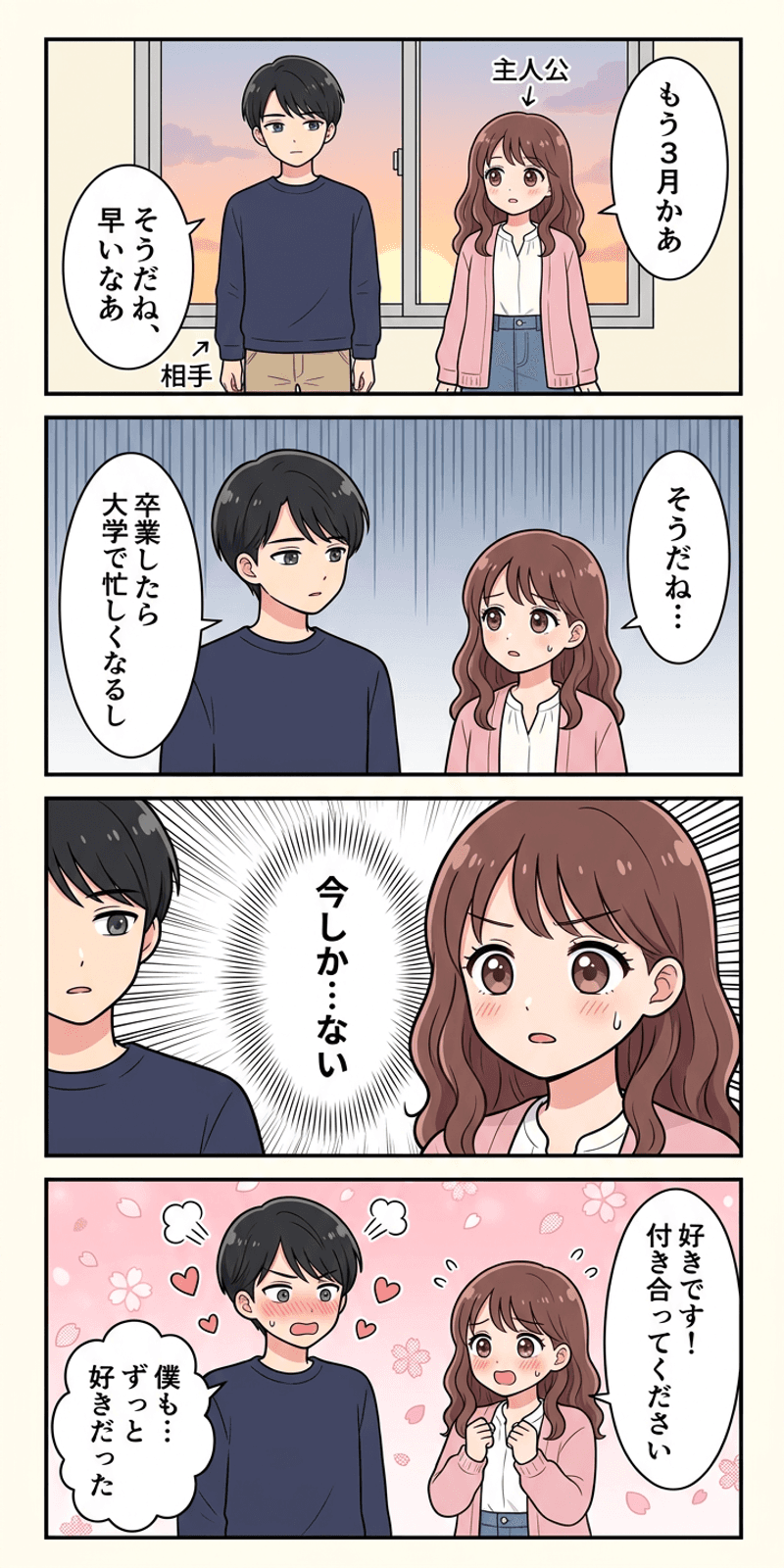 損失回避を恋愛シーンで解説する4コマまんが