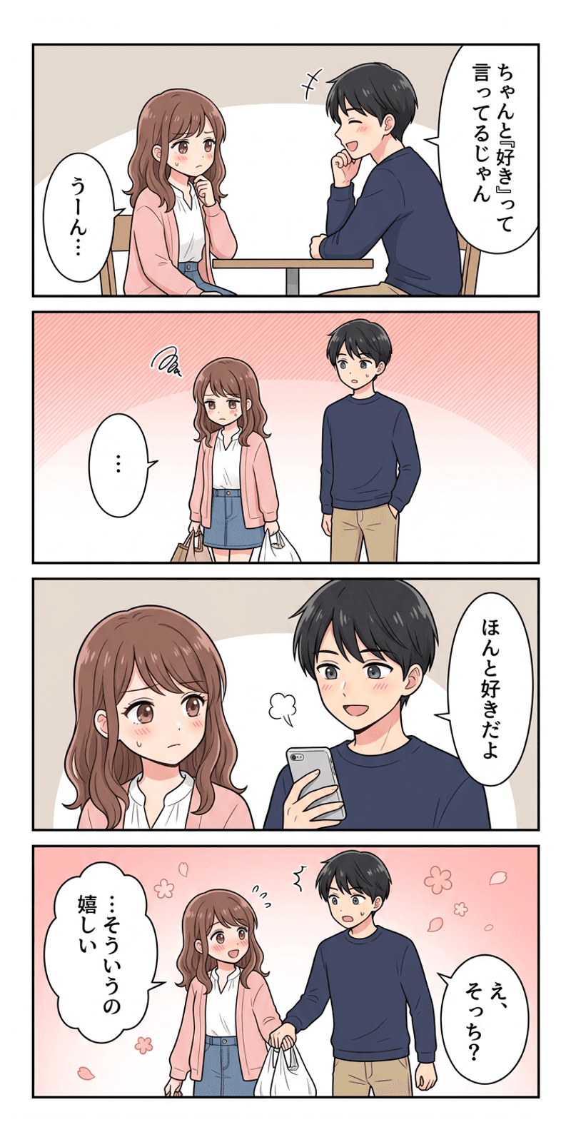 愛の言語を恋愛シーンで解説する4コマまんが