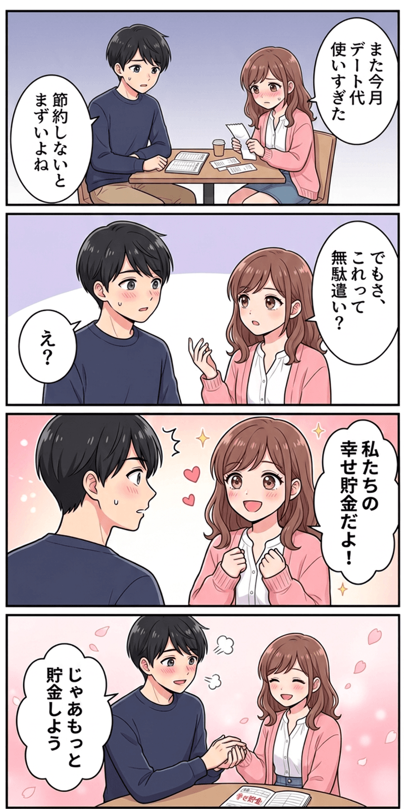 メンタルアカウンティングを恋愛シーンで解説する4コマまんが