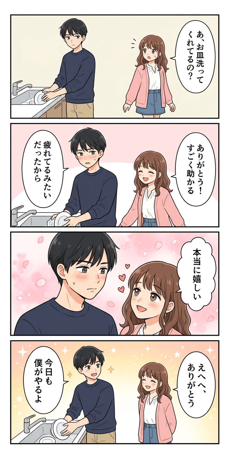 オペラント条件づけを恋愛シーンで解説する4コマまんが