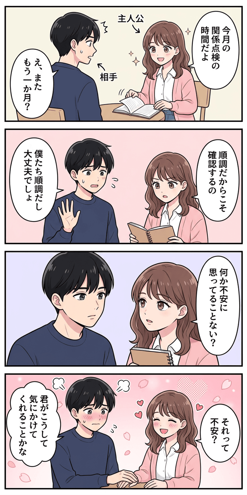 楽観バイアスを恋愛シーンで解説する4コマまんが