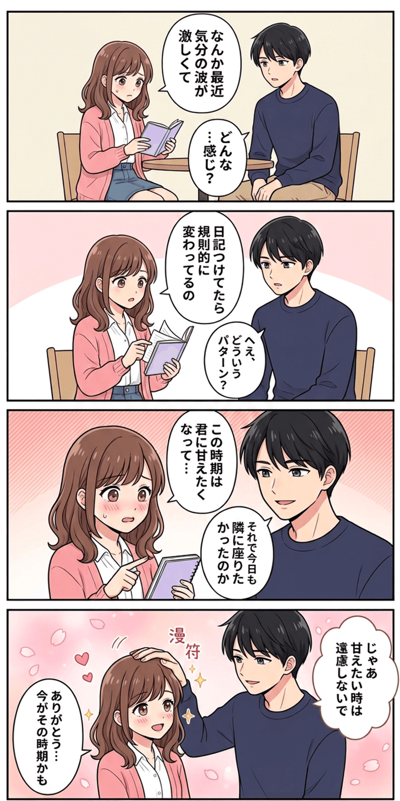 排卵期シフト仮説を恋愛シーンで解説する4コマまんが