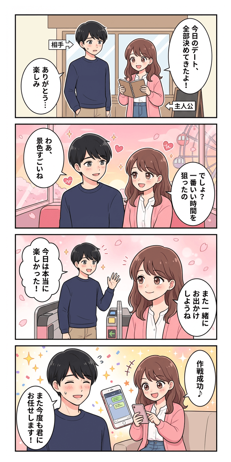 ピークエンドの法則を恋愛シーンで解説する4コマまんが