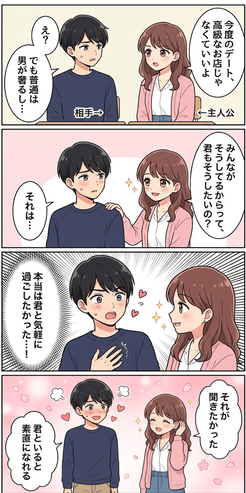 多元的無知を恋愛シーンで解説する4コマまんが