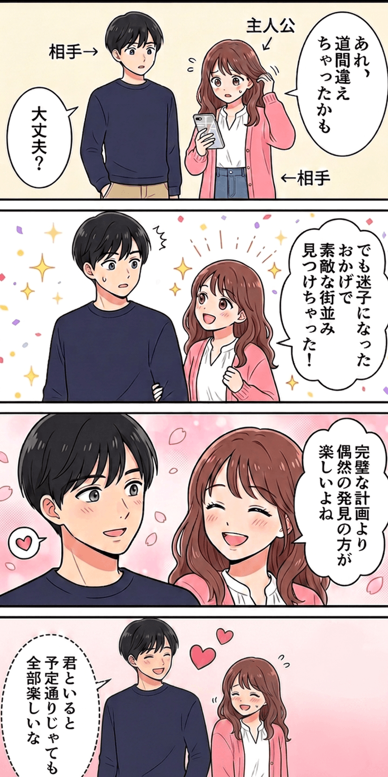 プラットフォール効果を恋愛シーンで解説する4コマまんが