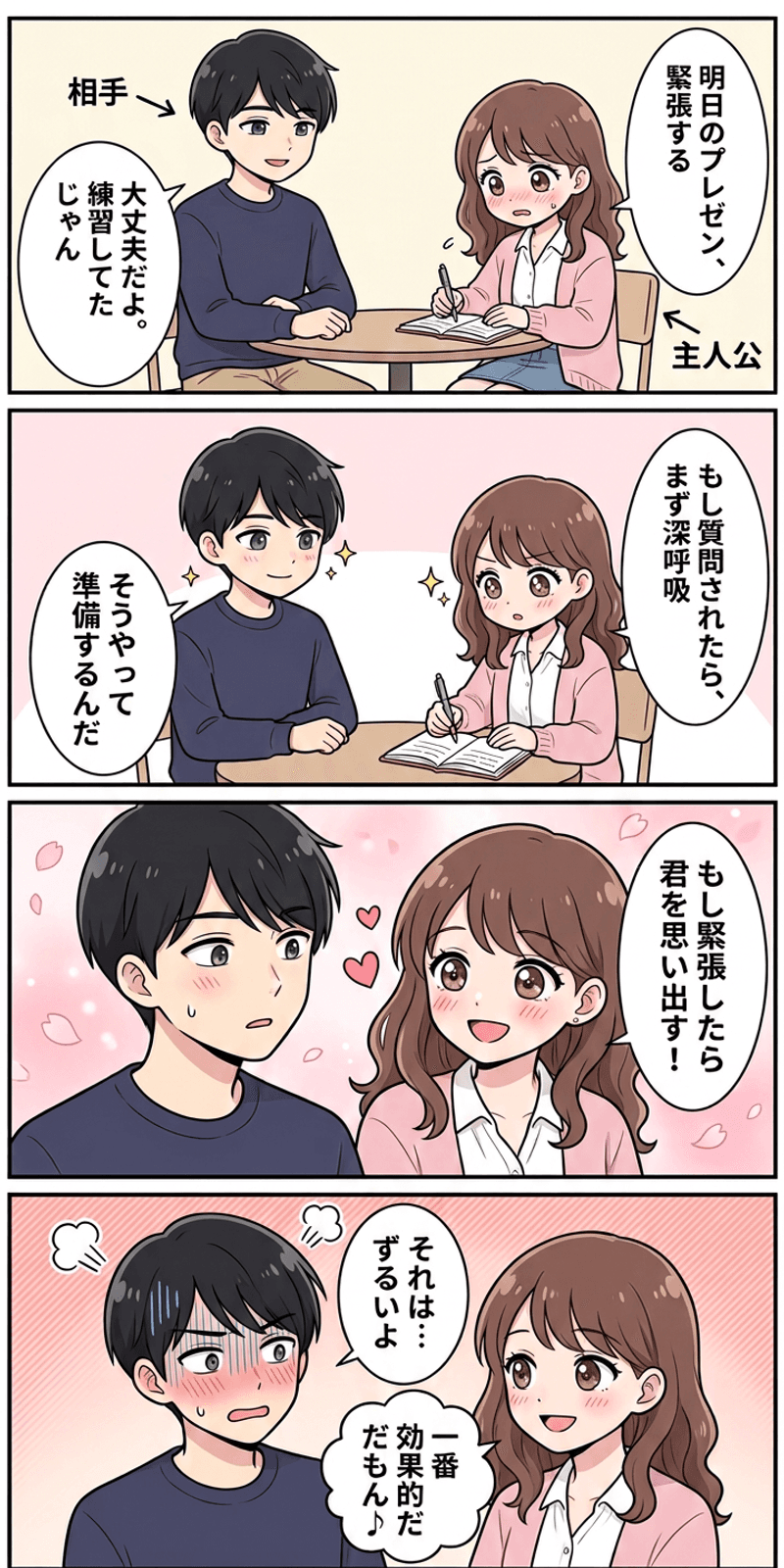 前頭前皮質と衝動制御を恋愛シーンで解説する4コマまんが