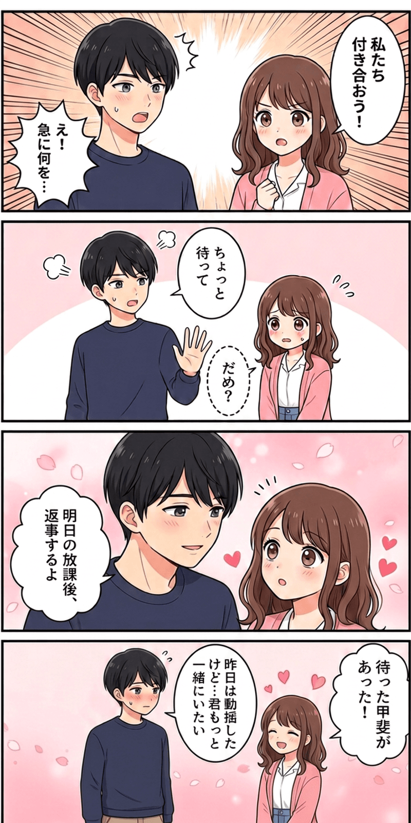 投影バイアスを恋愛シーンで解説する4コマまんが