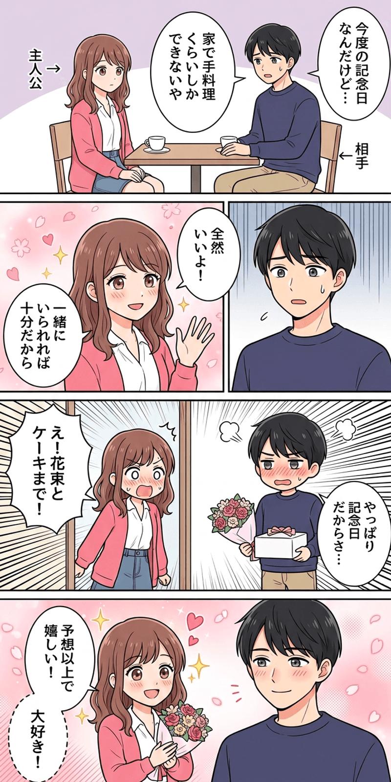 プロスペクト理論を恋愛シーンで解説する4コマまんが