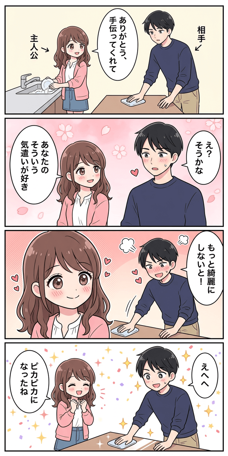 ピグマリオン効果を恋愛シーンで解説する4コマまんが