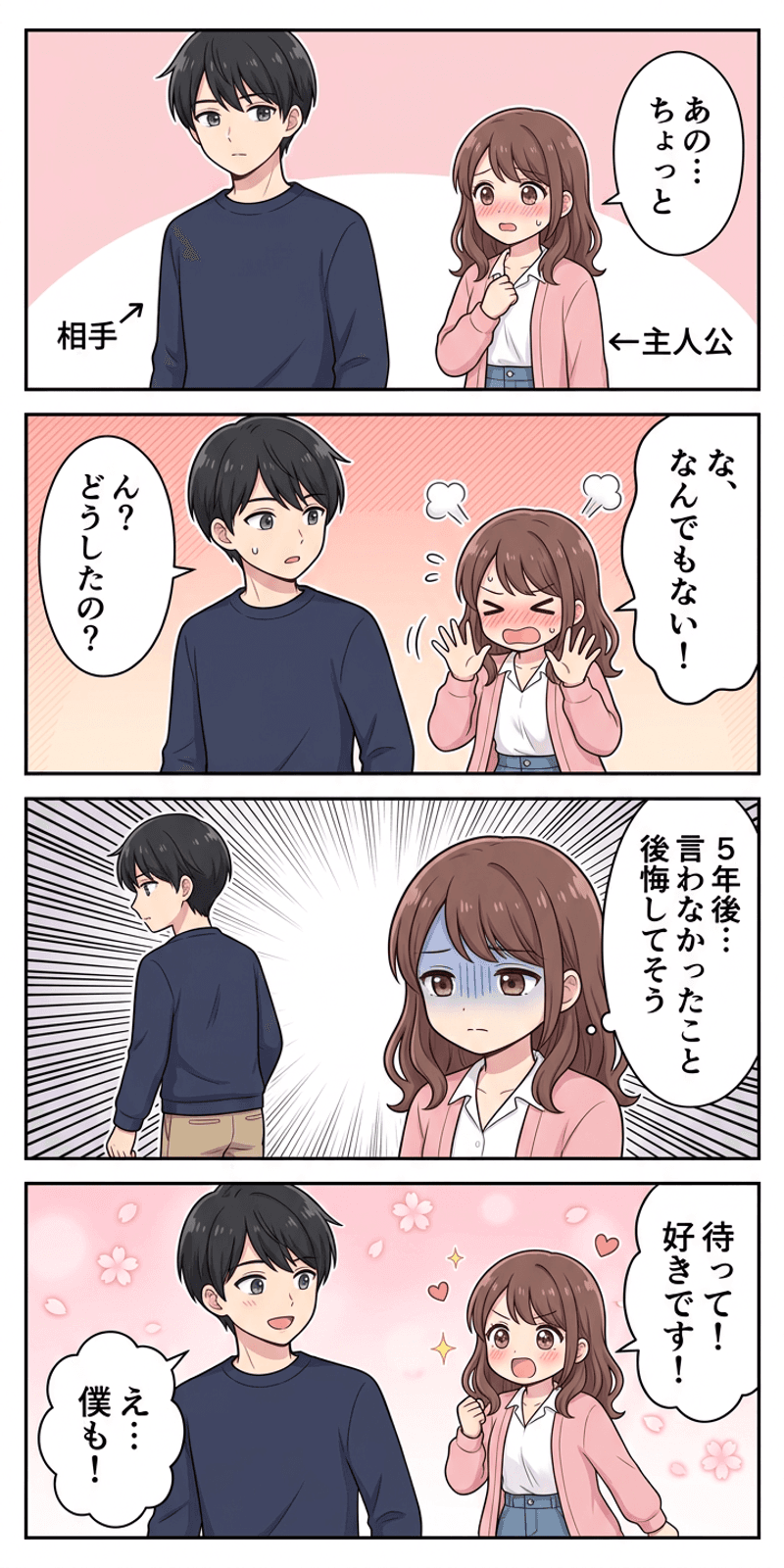 後悔回避を恋愛シーンで解説する4コマまんが