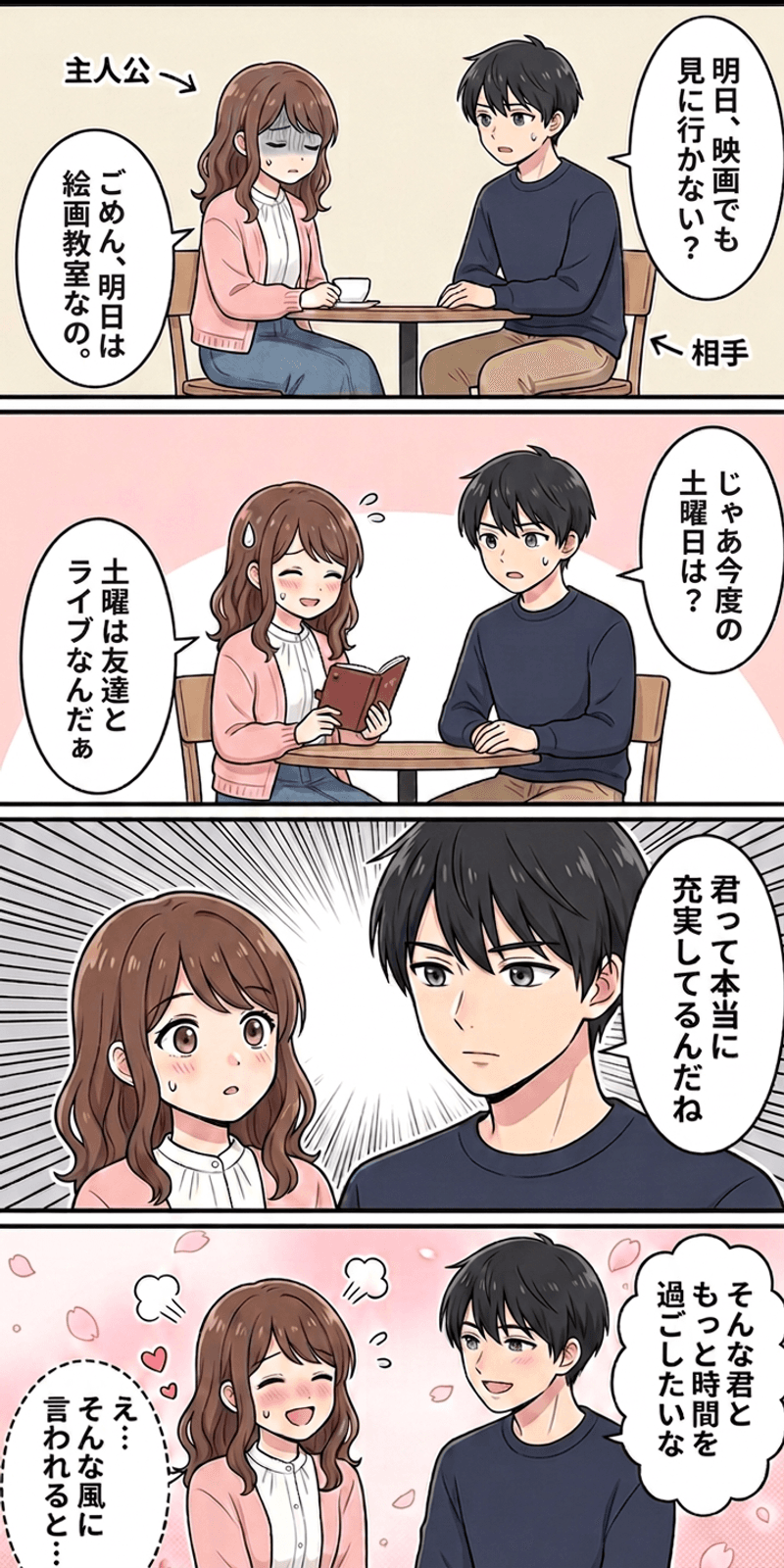 社会的希少性を恋愛シーンで解説する4コマまんが