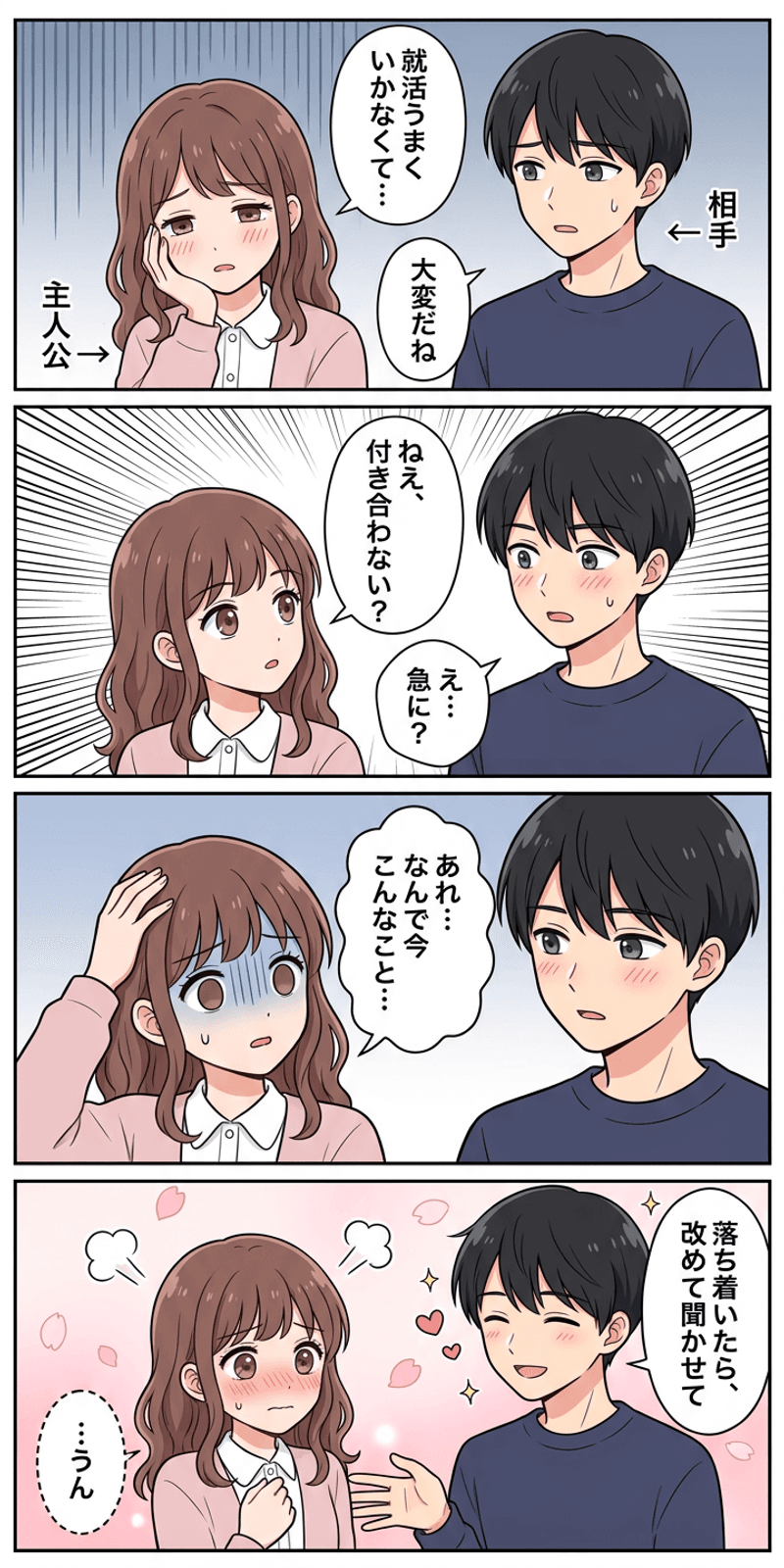 戦略的多元主義を恋愛シーンで解説する4コマまんが