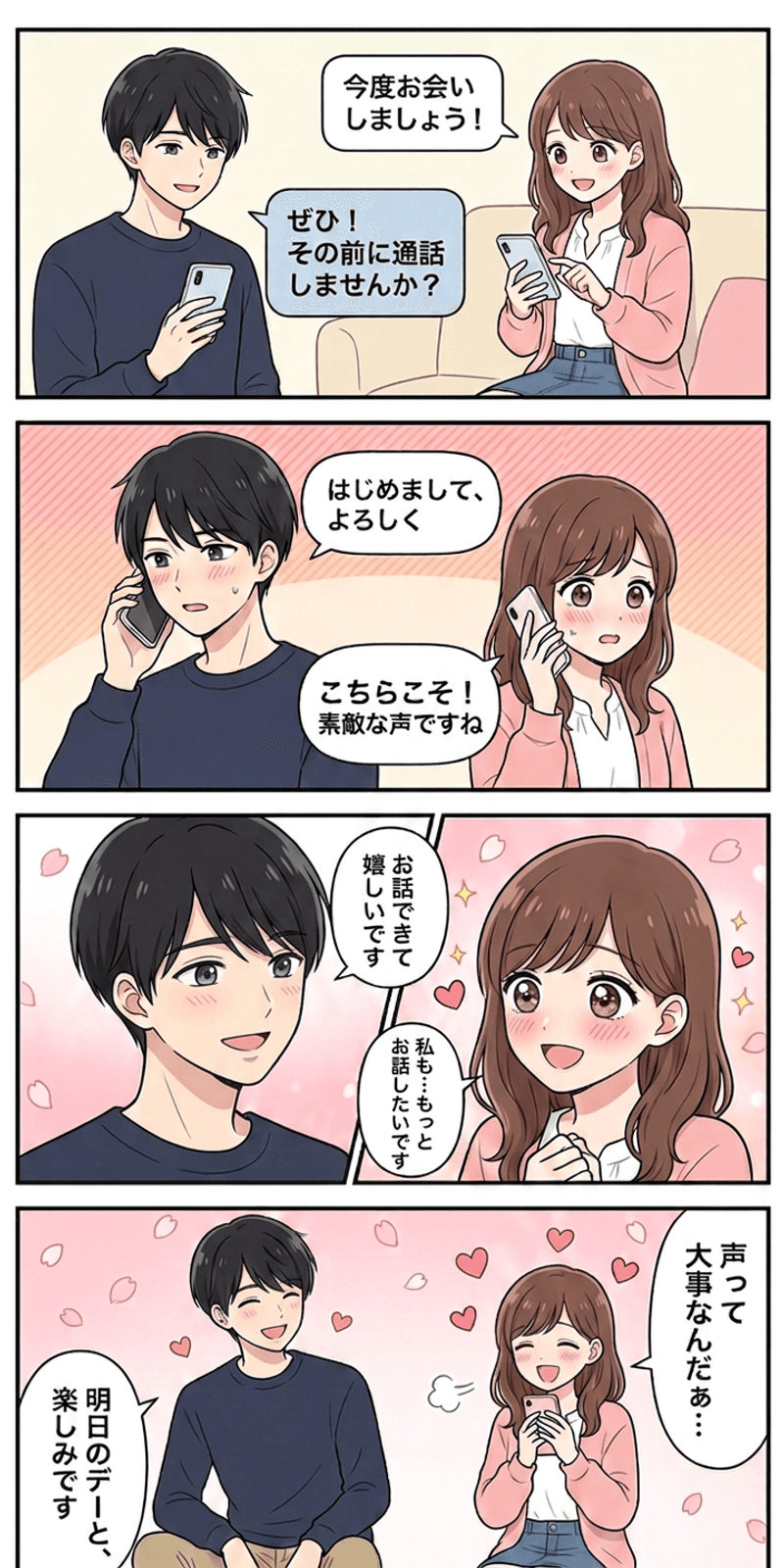 声の魅力を恋愛シーンで解説する4コマまんが