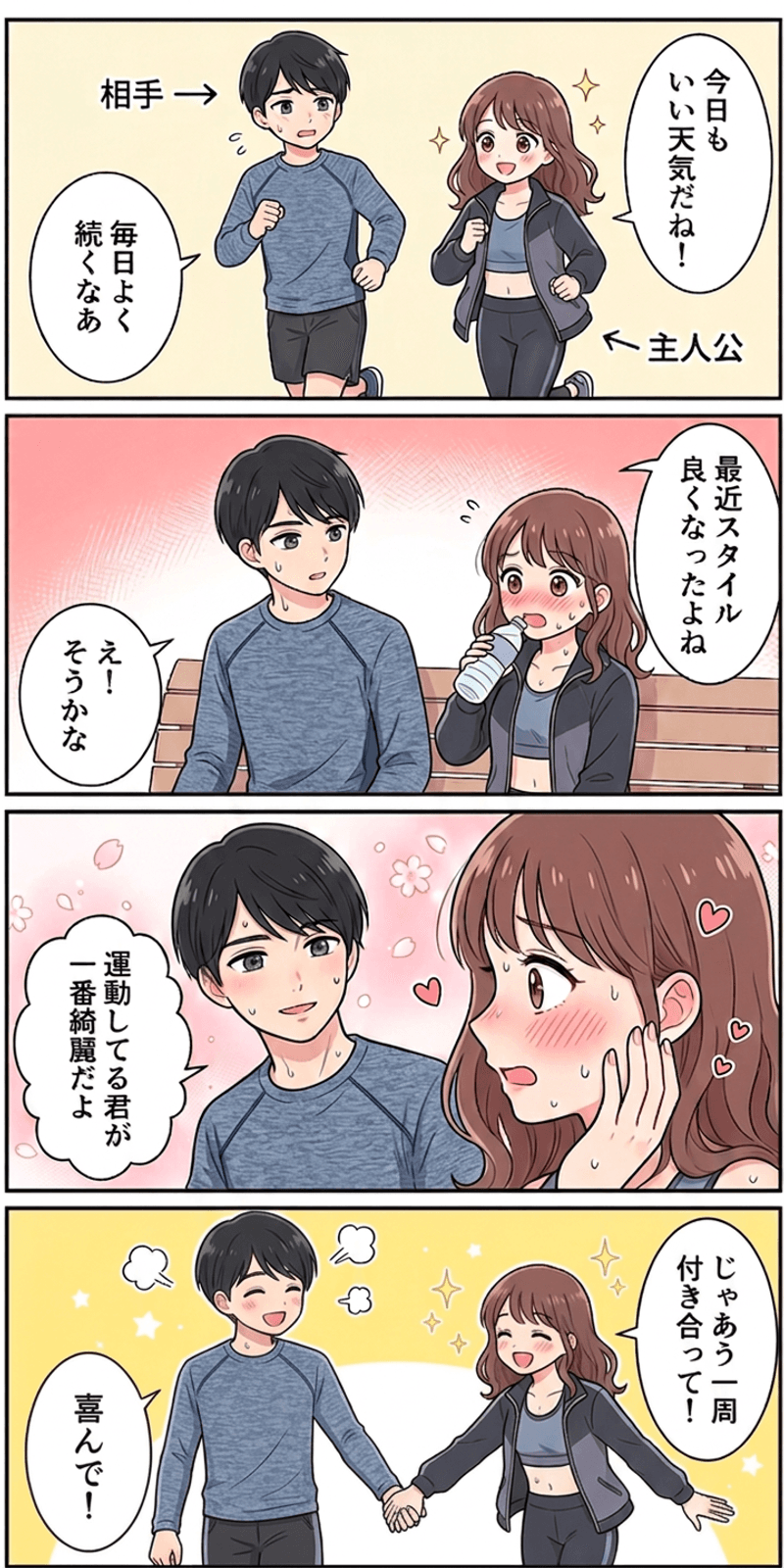 ウエスト・ヒップ比を恋愛シーンで解説する4コマまんが