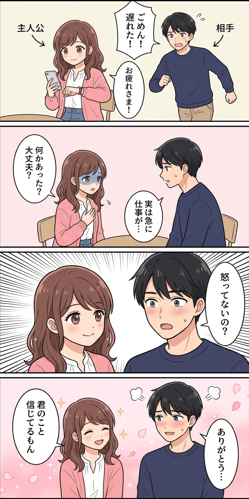 根本的な帰属の誤りを恋愛シーンで解説する4コマまんが